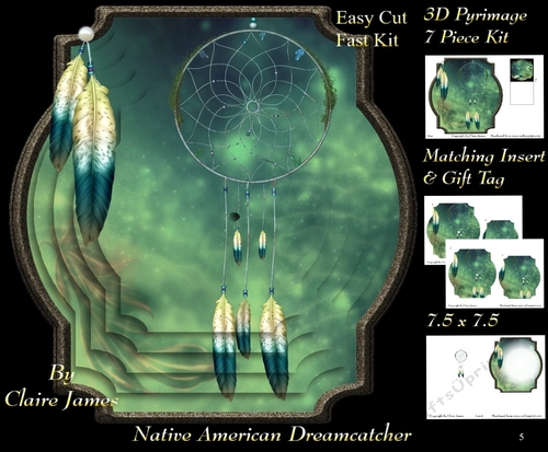 Traditional Native American Dreamcatcher 5 - Pyrimage/Pyramid + Matching Insert & Tag