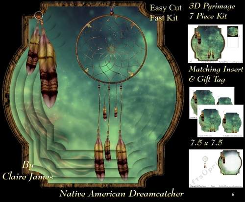Traditional Native American Dreamcatcher 6 - Pyrimage/Pyramid + Matching Insert & Tag