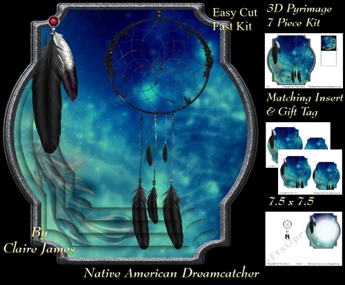 Traditional Native American Dreamcatcher 7 - Pyrimage/Pyramid + Matching Insert & Tag