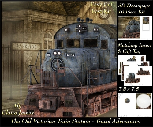 The Old Victorian Train Station 21 - Travel Adventures - 3D Decoupage Insert & Tag