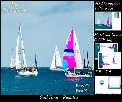 Boats - Sailing - Regatta - 3D Decoupage + Insert & Tag