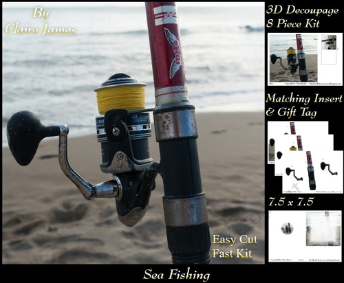 Sea Fishing II - 3D Decoupage + Insert & Tag