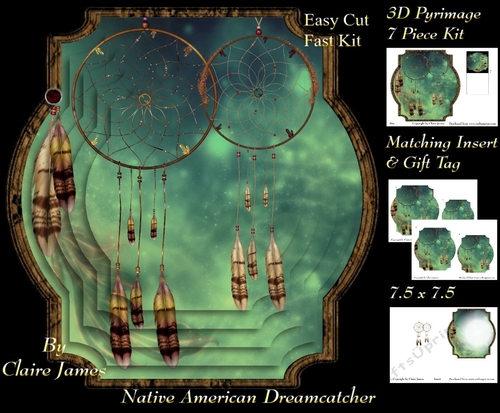 Traditional Native American Dreamcatcher 10 - Pyrimage/Pyramid + Matching Insert & Tag