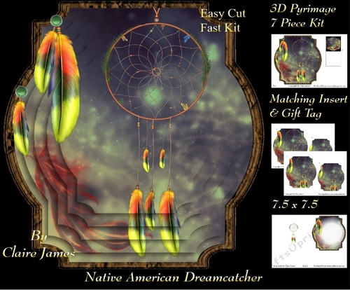 Traditional Native American Dreamcatcher 11 - Pyrimage/Pyramid + Matching Insert & Tag