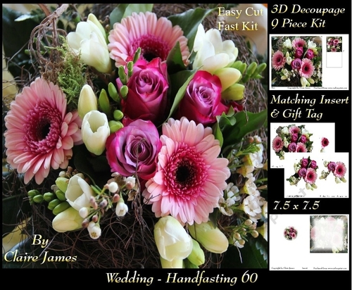 Tying The Knot 60 - Weddings & Handfastings - 3D Decoupage + Matching Insert & Tag 