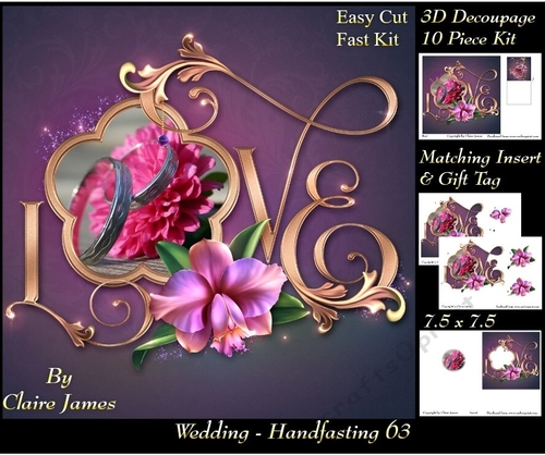Tying The Knot 63 - Weddings & Handfastings - 3D Decoupage + Matching Insert & Tag 