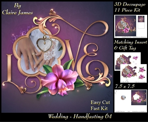 Tying The Knot 64 - Weddings & Handfastings - 3D Decoupage + Matching Insert & Tag 