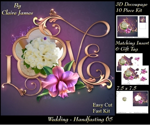 Tying The Knot 65 - Weddings & Handfastings - 3D Decoupage + Matching Insert & Tag 