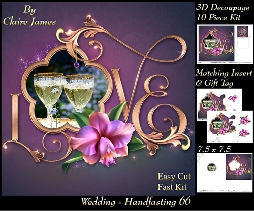 Tying The Knot 66 - Weddings & Handfastings - 3D Decoupage + Matching Insert & Tag 