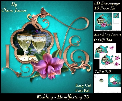 Tying The Knot 70 - Weddings & Handfastings - 3D Decoupage + Matching Insert & Tag 
