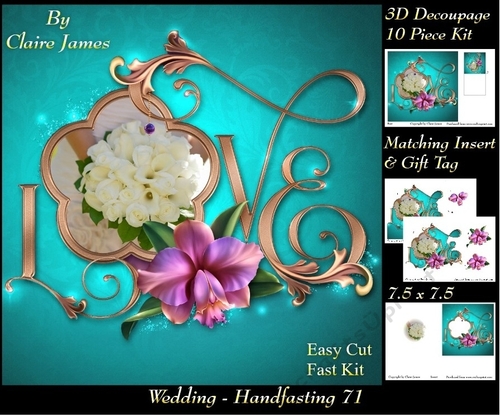 Tying The Knot 71 - Weddings & Handfastings - 3D Decoupage + Matching Insert & Tag