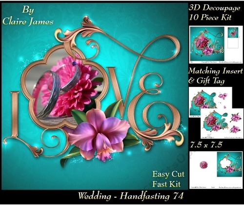 Tying The Knot 74 - Weddings & Handfastings - 3D Decoupage + Matching Insert & Tag 