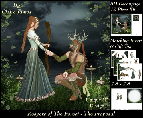 Keepers Of The Forest - The Proposal - Special 3D Decoupage Insert & Tag