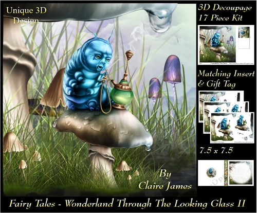 Fairy Tales - Wonderland Through The Looking Glass 2 - Special 3D Decoupage + Insert & Tag