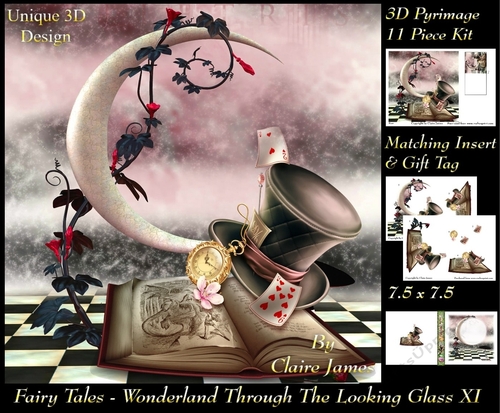 Fairy Tales - Wonderland Through The Looking Glass 11 - Special 3D Decoupage + Insert & Tag