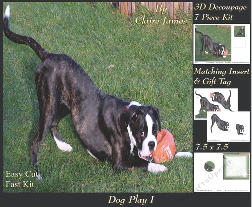 Furry Friends & Familiars - Dog Play 1 - Decoupage + Insert & Tag