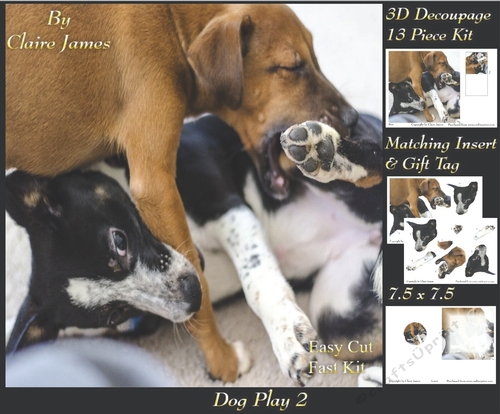 Furry Friends & Familiars - Dog Play 2 - Decoupage + Insert & Tag