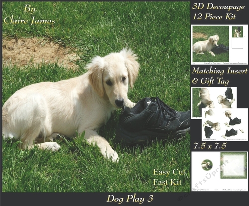 Furry Friends & Familiars - Dog Play 3 - Decoupage + Insert & Tag