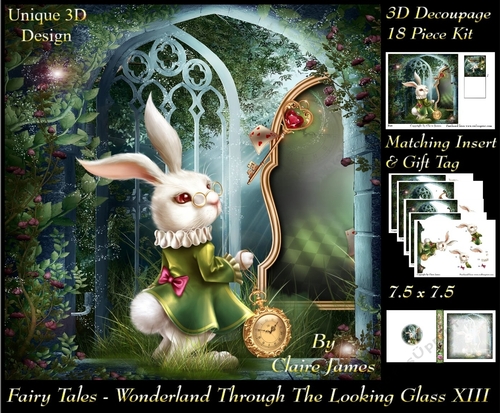 Fairy Tales - Wonderland Through The Looking Glass 13 - Special 3D Decoupage + Insert & Tag