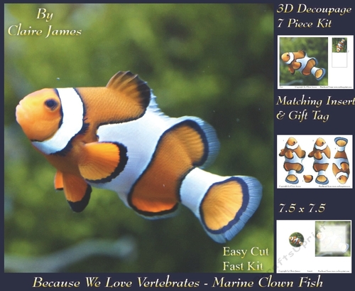 Because We Love Vertebrates -  Coral Reef Tropical Marine Fish Lion Fish - Decoupage + Insert & Tag