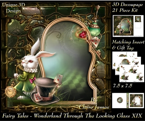 Fairy Tales - Wonderland Through The Looking Glass 19 - Special 3D Decoupage + Insert & Tag