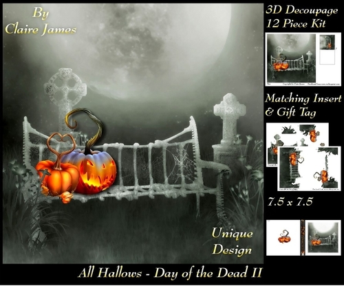 All Hallows Eve - The Day Of The Dead 2 - Special 3D Decoupage + Insert & Tag