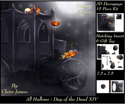 All Hallows Eve - The Day Of The Dead 13 - Special 3D Decoupage + Insert & Tag