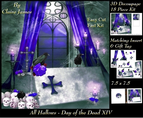 All Hallows Eve - The Day Of The Dead 14 - Special 3D Decoupage + Insert & Tag