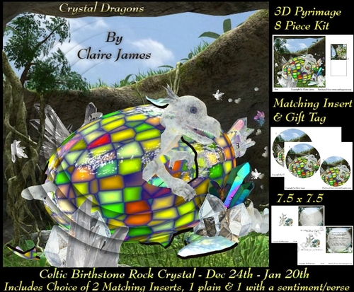 Celtic Birthstone - Baby Dragon - Dec 24-jan 20 Pyrimage/pyramid choice of 2 Inserts 1 with verse + Tag