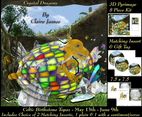 Celtic Birthstone - Baby Dragon Topaz- May 13-june 9 Pyrimage/pyramid choice of 2 Inserts 1 with verse + Tag