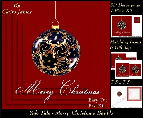 Yule Tide Magic - Merry Christmas Bauble - Pyrimage/pyramid Easy Cut Fasy kit + Insert & Gift Tag