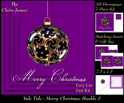 Yule Tide Magic - Merry Christmas Bauble 3 - Pyrimage/pyramid Easy Cut Fasy kit + Insert & Gift Tag