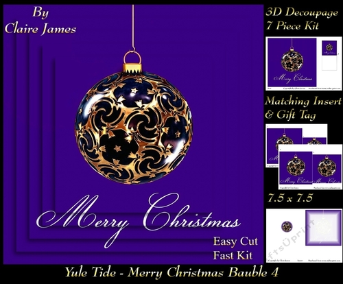 Yule Tide Magic - Merry Christmas Bauble 4 - Pyrimage/pyramid Easy Cut Fasy kit + Insert & Gift Tag