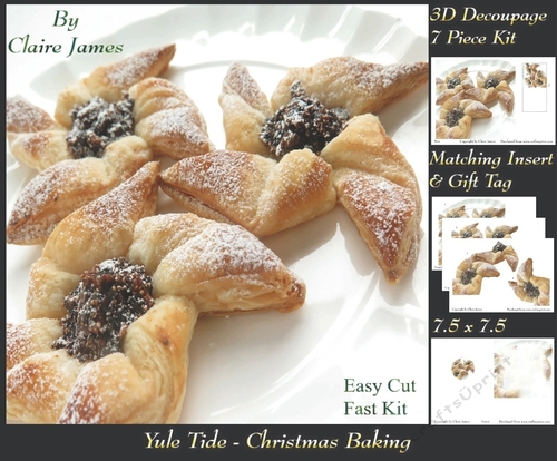 Yule Tide Magic - Christmas Baking  - Decoupage Easy Cut Fasy kit + Insert & Gift Tag
