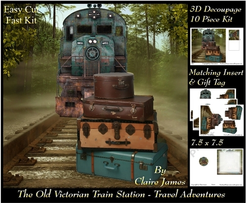 The Old Victorian Train Station 23 - Travel Adventures - 3D Decoupage Insert & Tag