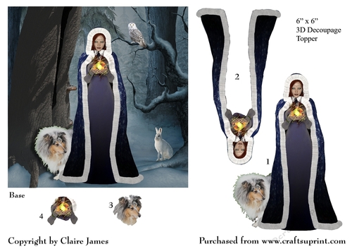Yule Tide Magic - Goddess of Midwinter The Light Bringer- 3D Decoupage Quick Card