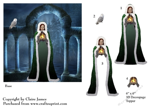 Yule Tide Magic - Goddess of Midwinter The Light Bringer 2 - 3D Decoupage Quick Card