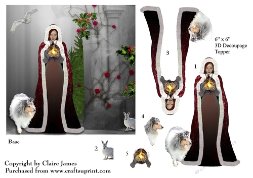 Yule Tide Magic - Goddess of Midwinter The Light Bringer 3 - 3D Decoupage Quick Card
