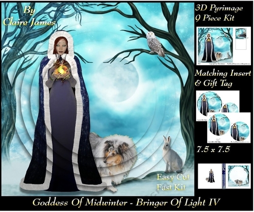 Yule Tide Magic - Goddess of Midwinter The Light Bringer 4 - Pyrimage/pyramid Easy Cut Fast kit + Insert & Gift Tag