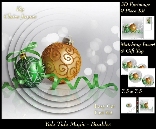 Yule Tide Magic - Baubles - Pyrimage/pyramid Easy Cut Fast kit + Insert & Gift Tag