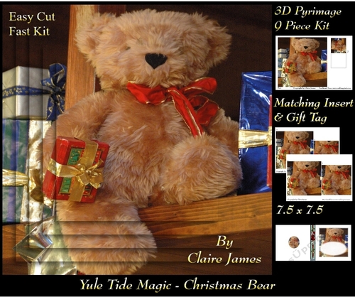Yule Tide Magic - Christmas Bear - Pyrimage/pyramid Easy Cut Fast kit + Insert & Gift Tag