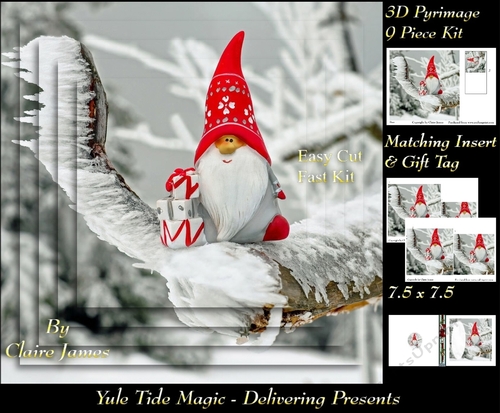 Yule Tide Magic - Delivering The Present - Pyrimage/pyramid Easy Cut Fast kit + Insert & Gift Tag