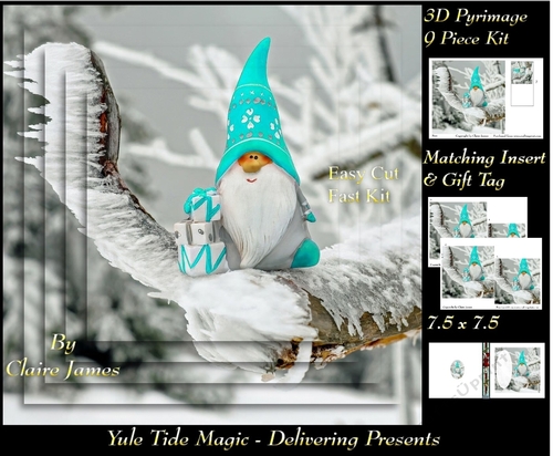 Yule Tide Magic - Delivering Presents - Pyrimage/pyramid Easy Cut Fast kit + Insert & Gift Tag