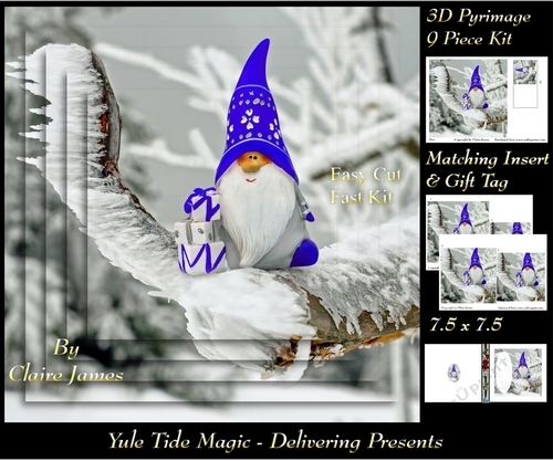 Yule Tide Magic - Delivering Presents - Pyrimage/pyramid Easy Cut Fast kit + Insert & Gift Tag