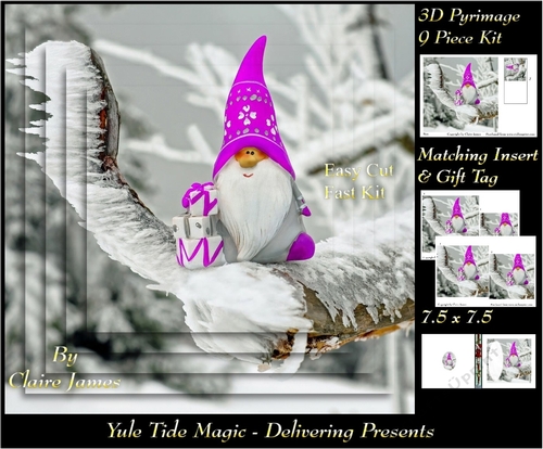 Yule Tide Magic - Delivering Presents - Pyrimage/pyramid Easy Cut Fast kit + Insert & Gift Tag