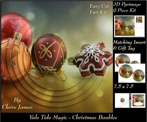 Yule Tide Magic - Christmas Decorations - Pyrimage/pyramid Easy Cut Fast kit + Insert & Gift Tag