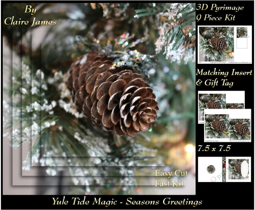 Yule Tide Magic - Christmas Frosted Fircone - Pyrimage/pyramid Easy Cut Fast kit + Insert & Gift Tag