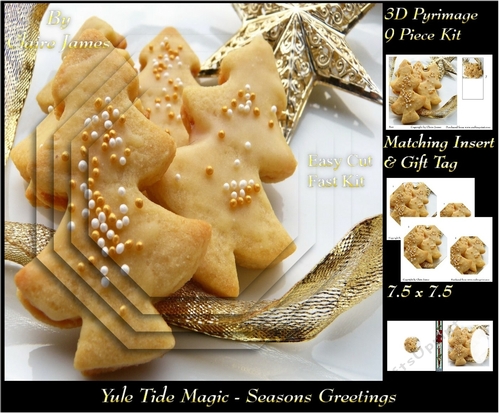 Yule Tide Magic - Christmas Baking Trees - Pyrimage/pyramid Easy Cut Fast kit + Insert & Gift Tag