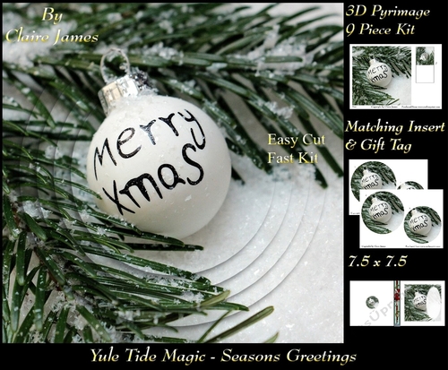 Yule Tide Magic - Merry Christmas Bauble - Pyrimage/pyramid Easy Cut Fast kit + Insert & Gift Tag