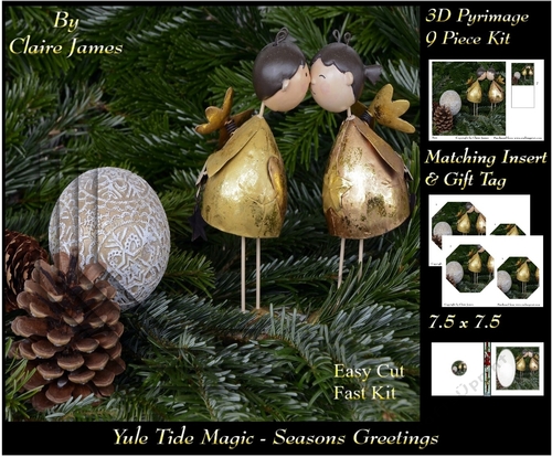 Yule Tide Magic - Christmas Kisses - Pyrimage/pyramid Easy Cut Fast kit + Insert & Gift Tag